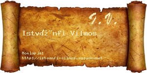 Istvánfi Vilmos névjegykártya
